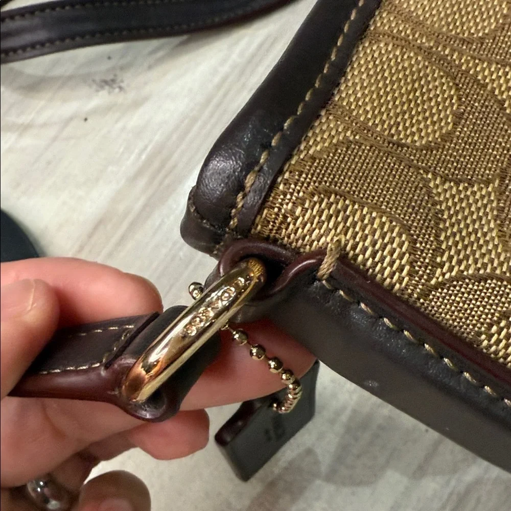 Coach Signature Brown and Tan Crossbody Bag